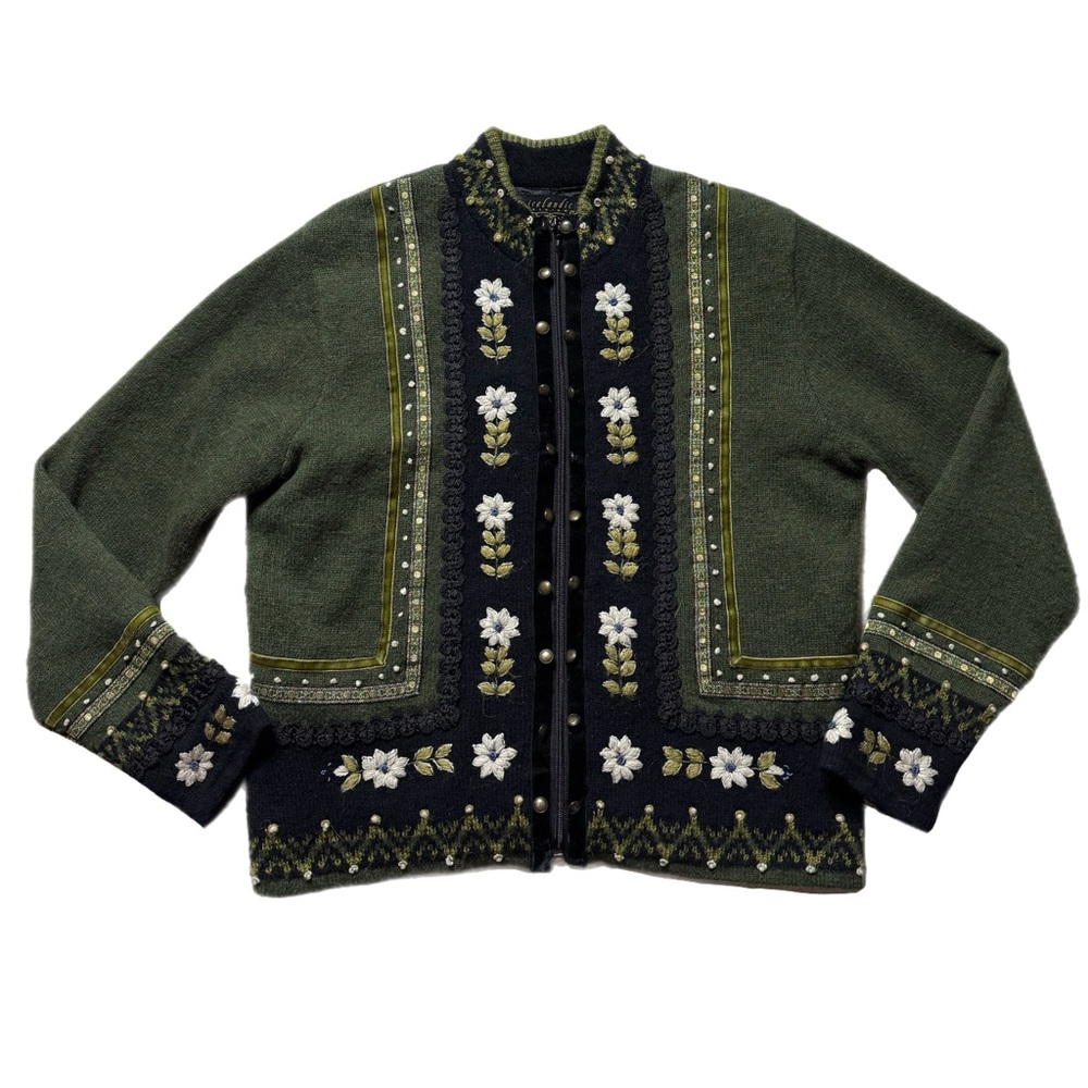 Green Floral Women's Cardigan